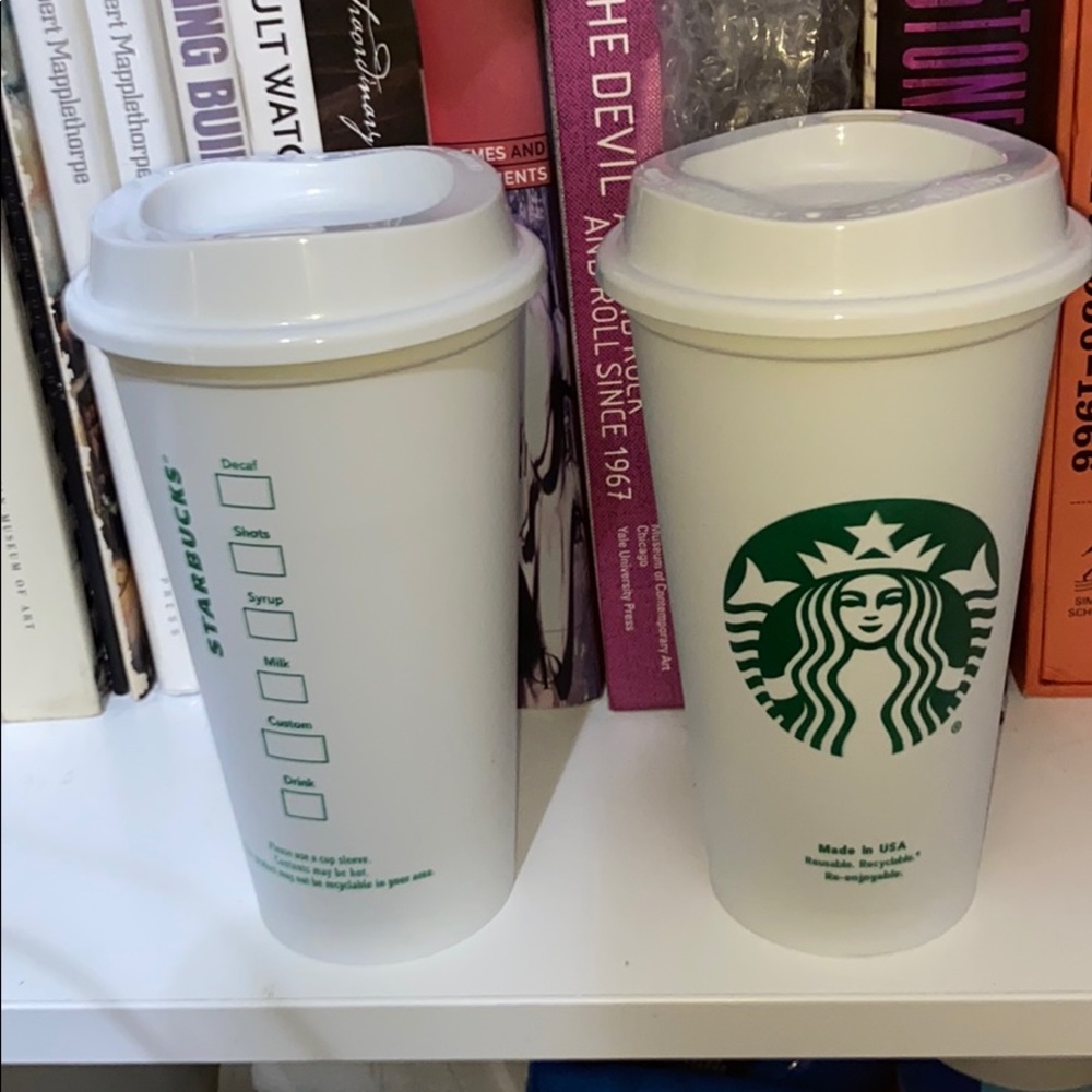 (2) Starbucks Grande Eco Friendly Reusable Plastic Cup